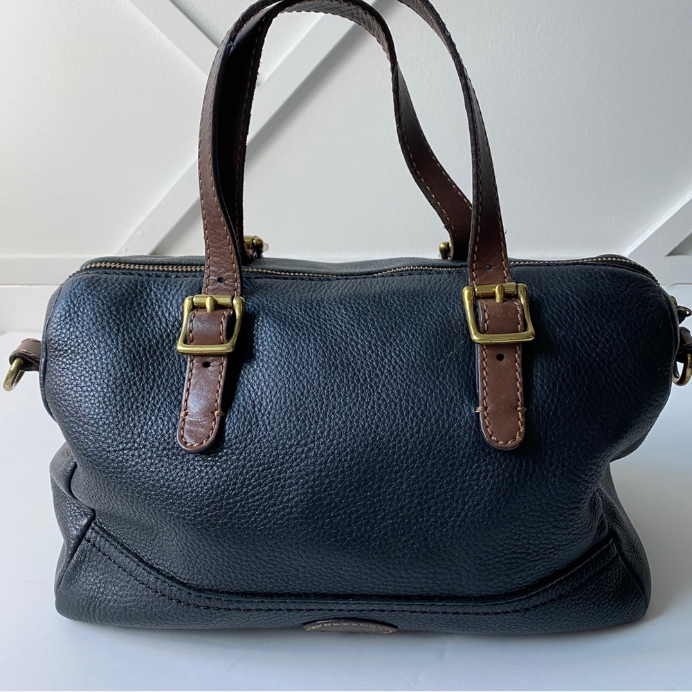 Fossil  Satchel Black and Brown Pebbled Leather Bag